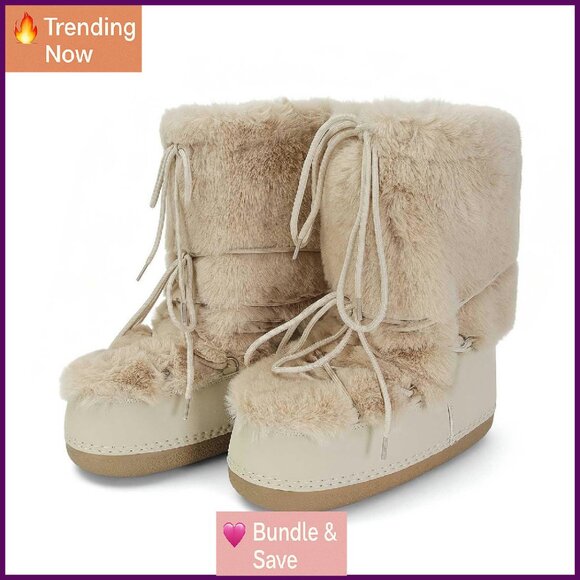 Faux Fur Platform Winter Snow Boots Wide Calf Knee High Warm Fuzzy - Picture 1 of 8